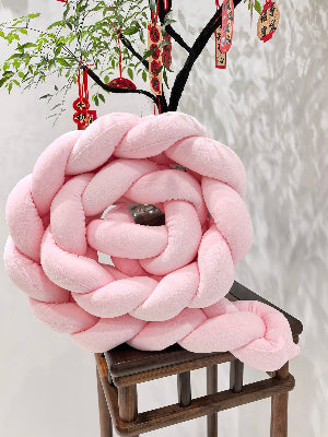 tour de lit tresse rose anticollision