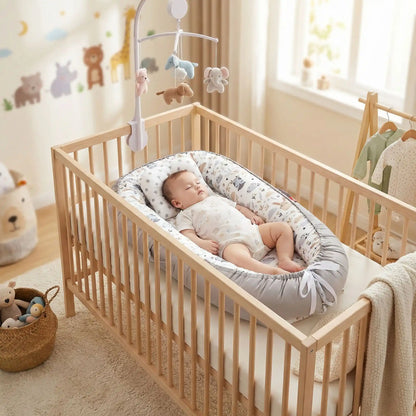 bebe endormi avec reducteur de lit bebe gris cocon douillet