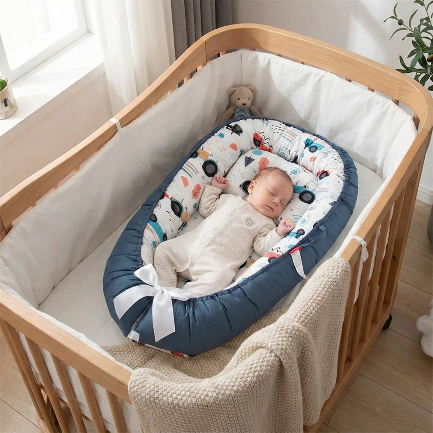 bebe endormi avec reducteur de lit cocon evolutif