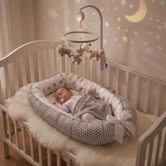 bebe endormi paisiblement avec bebe reducteur de lit coton nomade