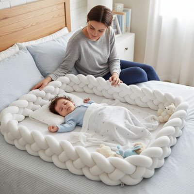 enfant endormi avec tresse de lit bébé