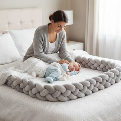 enfant paisible avec tresse de lit bébé