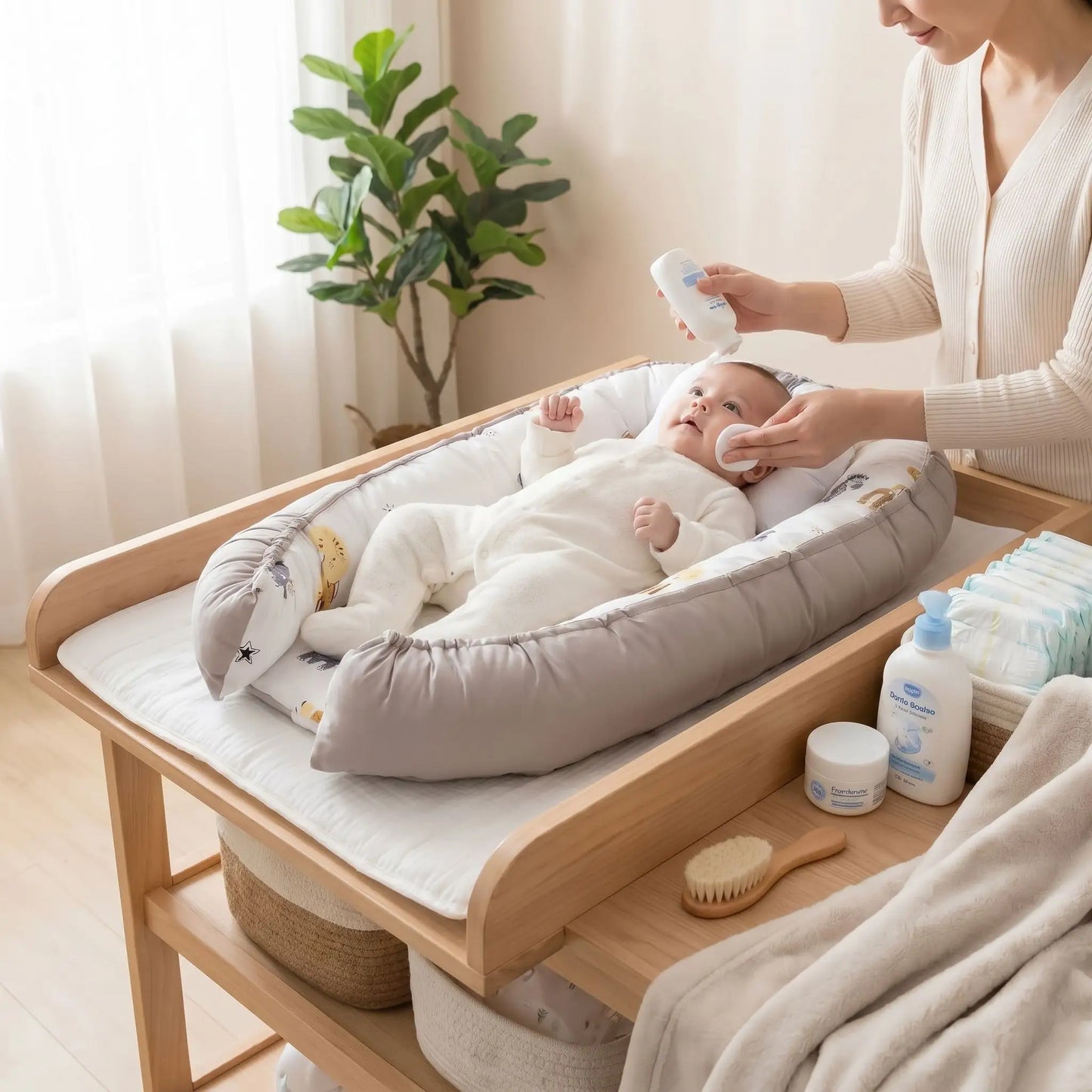 toilette bebe avec reducteur de lit pour bebe coton cocooning