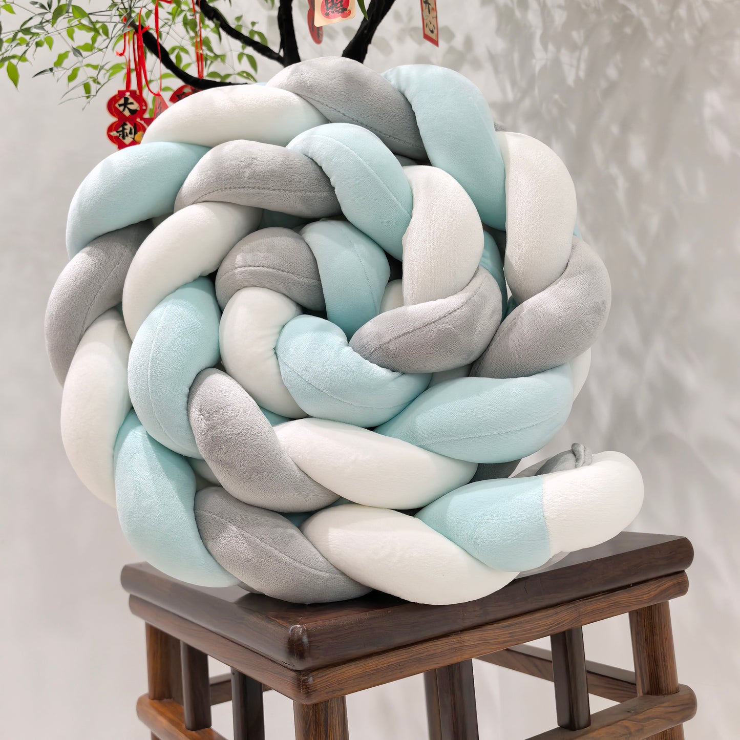 tresse de lit trois brins noeud bleu BébéCosy